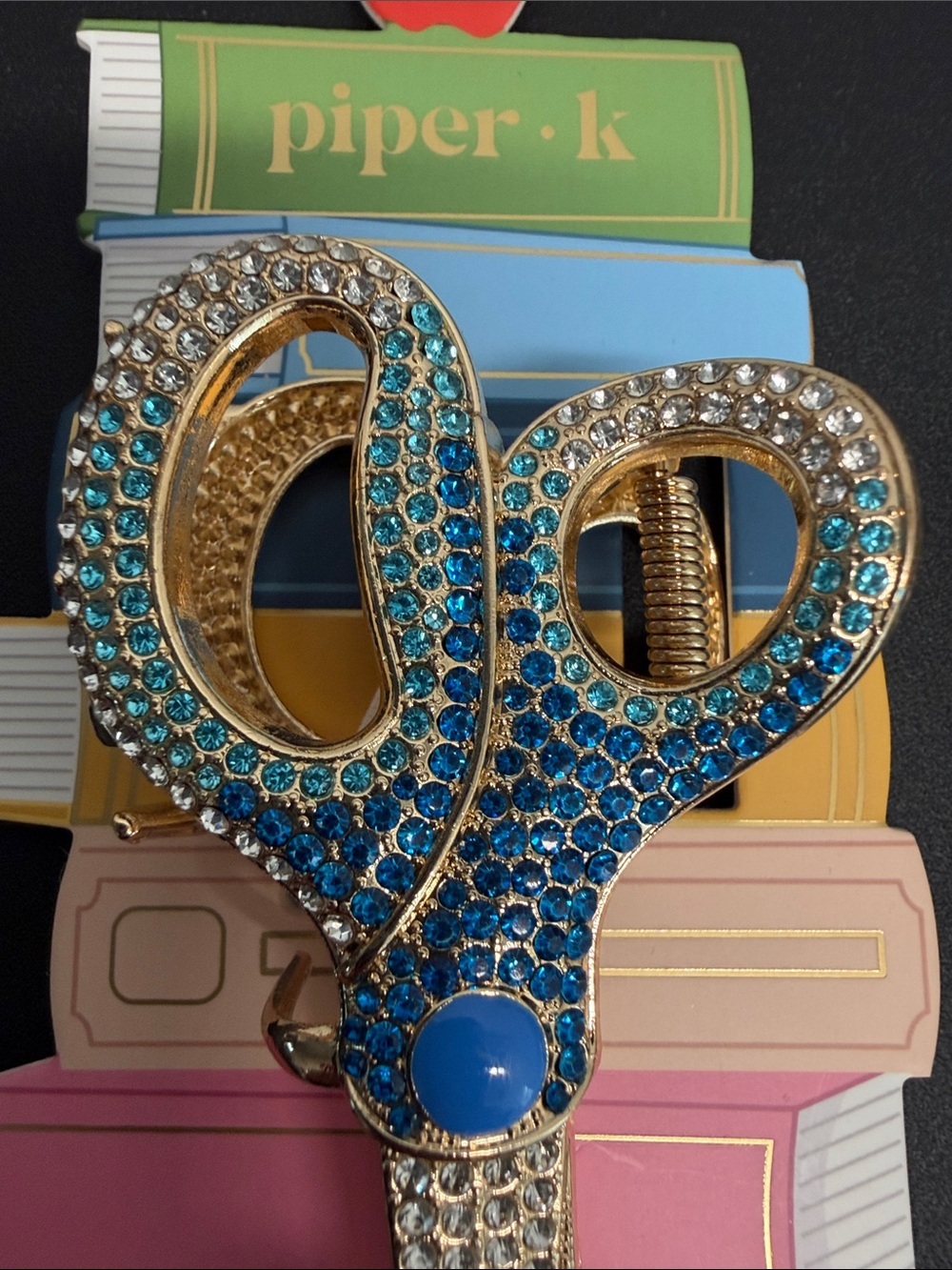 Piper K | Whimsical Rhinestone Scissor Metal Hair Clip - Picture 3 of 8